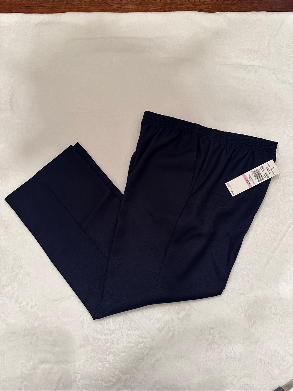 Alfred Dunner Navy Straight-Leg Elastic-Waist Dress Pants